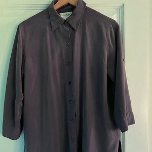Purple Silk 3/4 Sleeve Blouse Small-Medium